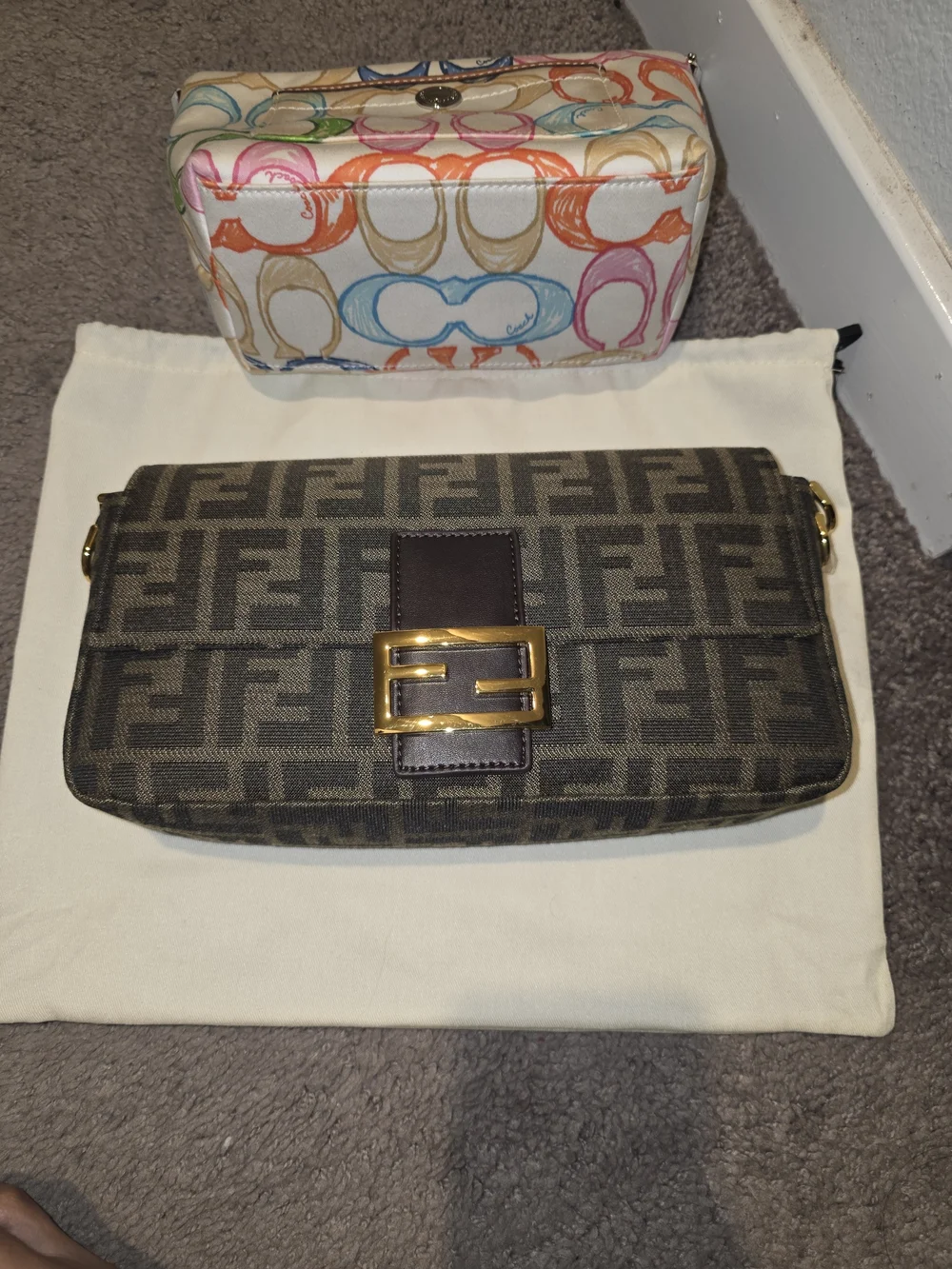 Brown and Black Monogram Crossbody Bag